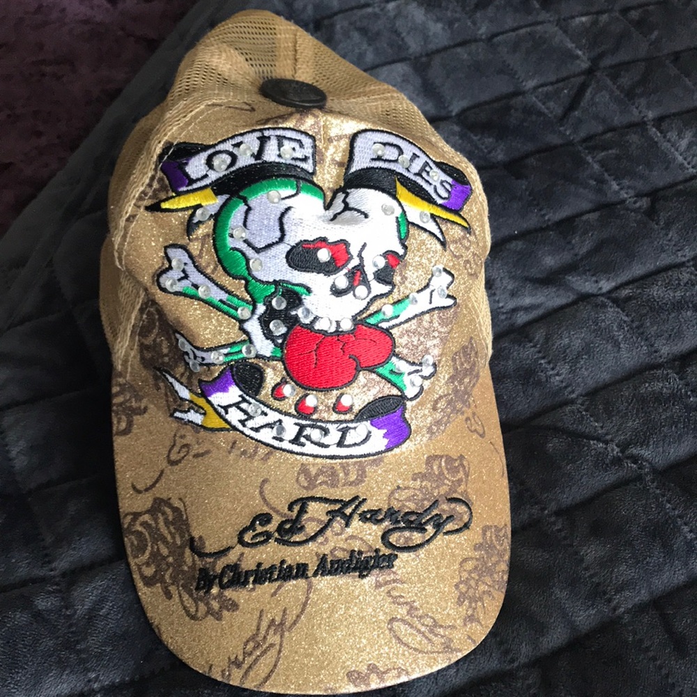 Gold Ed Hardy hat